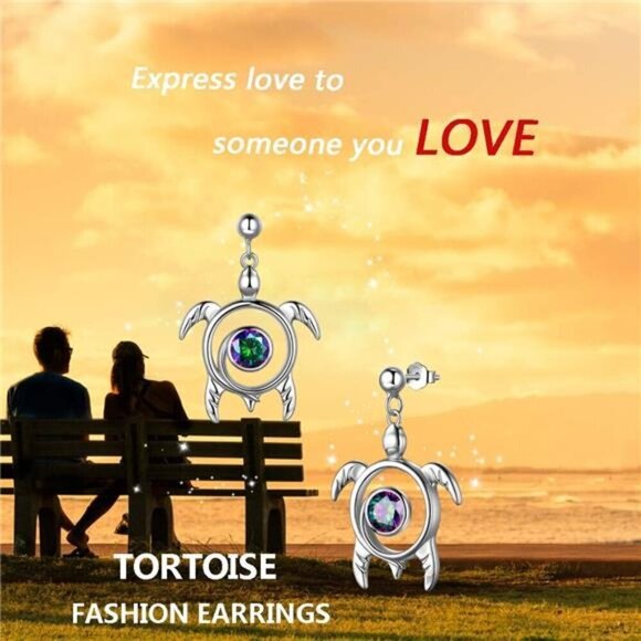 Silver Turtle Earrings Aurora Tears Set Celtic Spiral 925 Sterling Silver - Picture 6 of 7